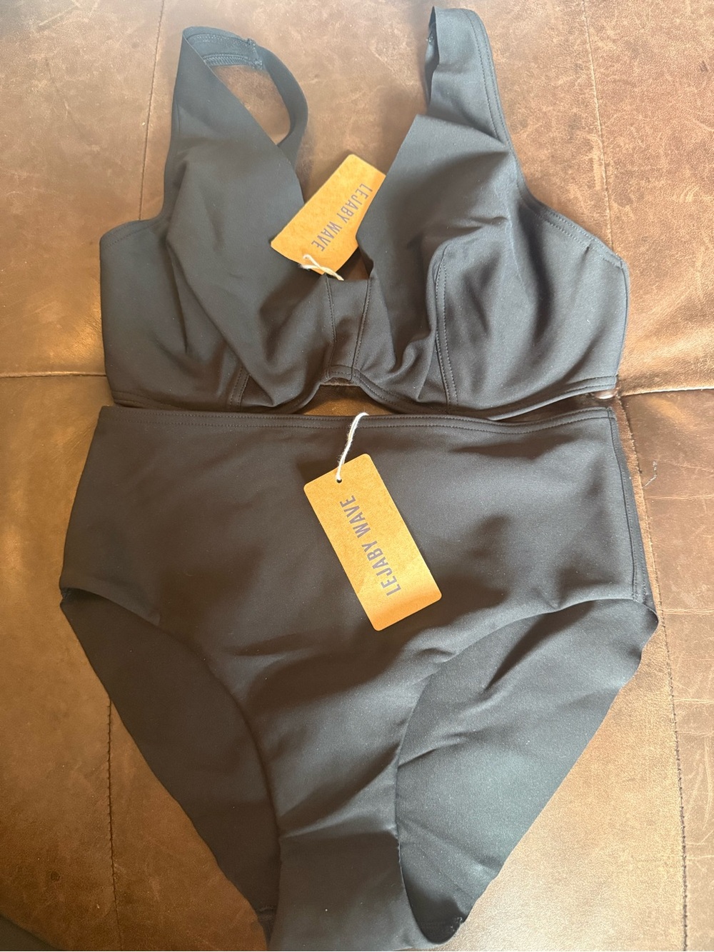 Lejaby Wave Black High-Waist Bikini Set